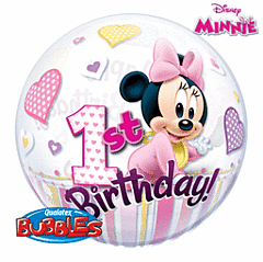 22" Minnie Mouse 1st Birthday Bubble