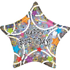 32" Happy Birthday Stars Holographic