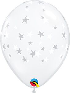 11" Contemporary Star Latex - Clear with White Stars