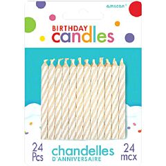 Candy Stripe Bday Candle - White