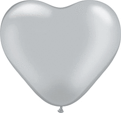 6" Qualatex Heart Latex - Silver