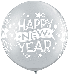 30" Qualatex New Year Confetti Dots Wrap Latex - Silver