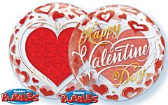22" Valentine Red Hearts Bubble Balloon
