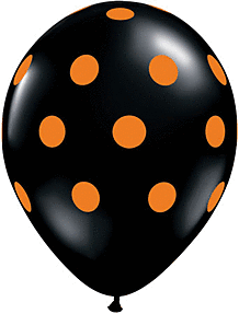 11" Qualatex Big Polka Dots Orange Black