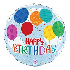 9" Birthday Colorful Balloons