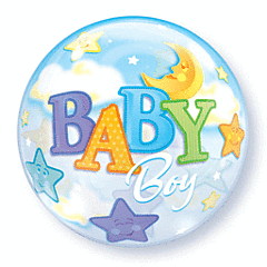 22" Baby Boy Moon/Stars Bubble