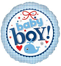 18" New Baby Boy Gingham 2 Sided