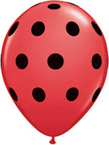 11" Qualatex Big Polka Dots Latex - Red with Black
