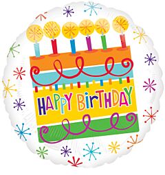 18" Happy Birthday Cake 2-Sided