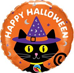 18" Halloween Black Cat And Hat