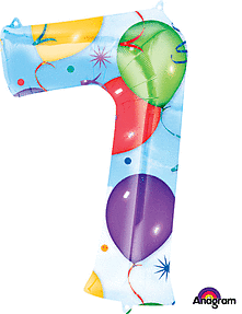 35" Anagram Number 7 Balloons and Streamers