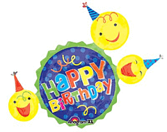 36" Happy Birthday Smiley Faces with Hats