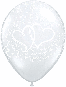 11" Qualatex Clear Entwined Hearts Latex