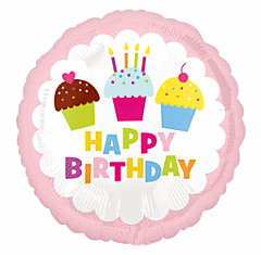 18" Happy Birthday Cupcake 2 Sided