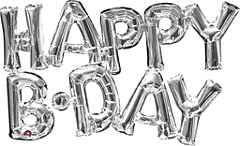 30" Phrase Happy Birthday Silver