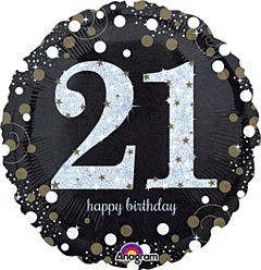 18" Sparkling Birthday 21 Holographic
