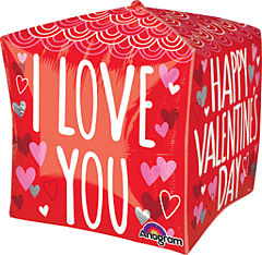 15" Happy Valentine's Day Sketchy Scallops Cubez