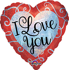 17" Sparkle Heart Love You Holographic