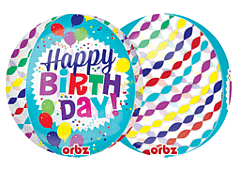 16" Happy Birthday Streamer Burst Orbz