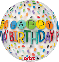 16" Happy Birthday Rainbow Orbz
