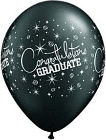 11" Qualatex Congrats Grad Latex Silver/Pearl Black