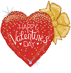 29" Valentine Confetti Heart Holographic
