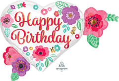 Happy Birthday Floral Print