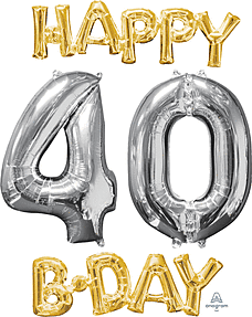 Happy Birthday 40 Consumer Inflate Bunch Gold/Silver
