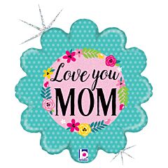 18" Glitter Love You Mom Holographic