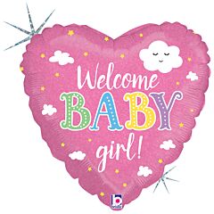 18" Welcome Baby Girl Holographic