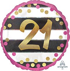 18" Pink & Gold Milestone 21 Holographic