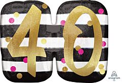 25" Pink & Gold Milestone 40 Holographic