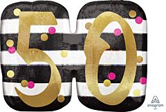 25" Pink & Gold Milestone 50 Holographic