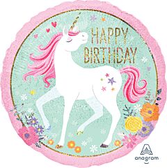 18" Magical Unicorn Happy Birthday Holographic