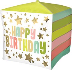 15" Happy Birthday Gold Stars and Color Cubez
