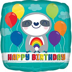 17" Happy Birthday Sloth With Rainbow