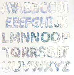 1" Alphabet Stickers - 40 per Sheet - Silver Holographic