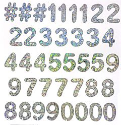 1" Holographic Silver Number Stickers