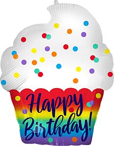 18" Happy Birthday Satin Cupcake