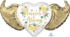 39" Forever And Always Floral Winged Heart