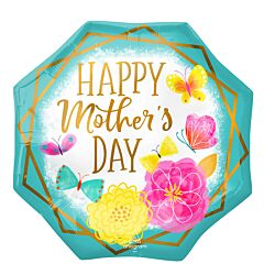 22" Happy Mother's Day Gold Trim Octagon