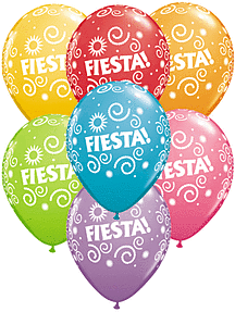 11" Qualatex Fiesta Swirls Latex Assorted
