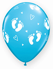 11" Baby Footprints Latex - Robin's Egg Blue