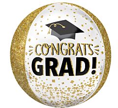 16" Congrats Grad Gold Glitter