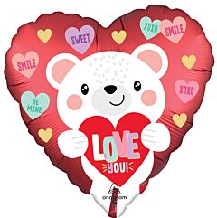 18" Satin Love You White Bear