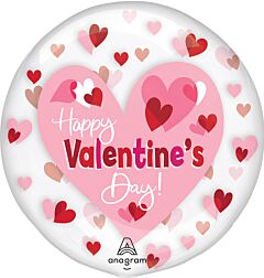 18" Clear Valentine Playful Hearts
