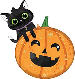29" Halloween Cat and Pumpkin