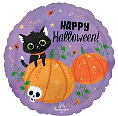 17" Halloween Cat and Pumpkins