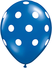 11" Qualatex Big Polka Dots Latex - Sapphire Blue