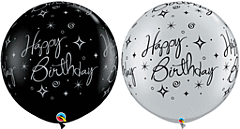 30" Qualatex Birthday Sparkle Swirl-A-Round Latex